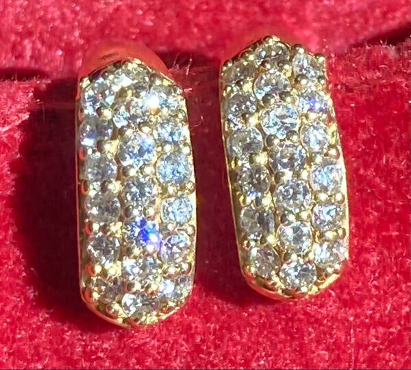 K18 イヤリング ダイヤ パヴェ フープ ダイヤモンド 0.50ct 各0.25ct ネジ式 3.0g K18YG 18金