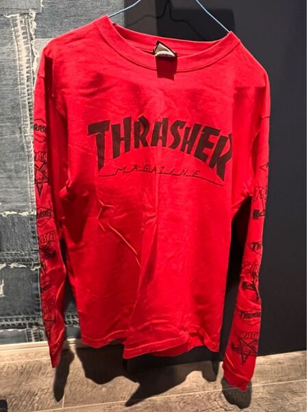 THRASHER/スラッシャー/スケーター/ストリート/ロンT/袖プリント/ 長袖Tシャツ /西海岸/ロサンゼルス