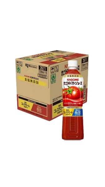 カゴメトマトジュース 食塩無添加 スマートPET ペットボトル(720ml*15本入)賞味期限 2026年 5月