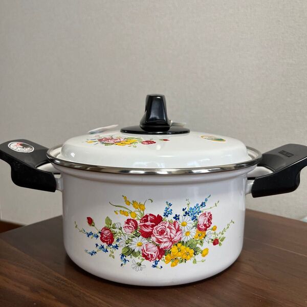 昭和レトロ ホーロー鍋 花柄 琺瑯 象印 ZOJIRUSHI 調理器具