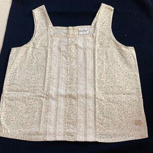 イーストボーイ ノースリーブトップス 小花柄 レース ピンタック 貝ボタン レディース M コットン スクエア
