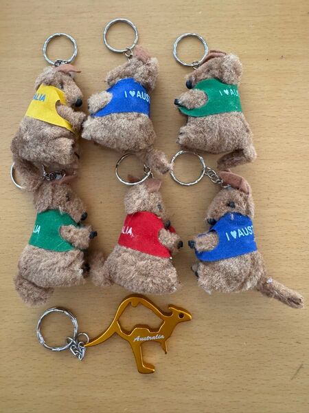キーホルダー カンガルー 7個セット オーストラリア お土産 土産 ぬいぐるみキーホルダー