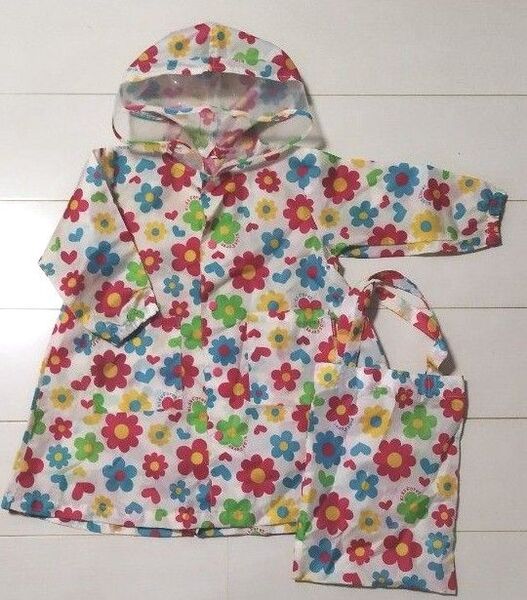 子供用レインコート 花柄 kids foret キッズフォーレ カッパ 雨具 90 95 100