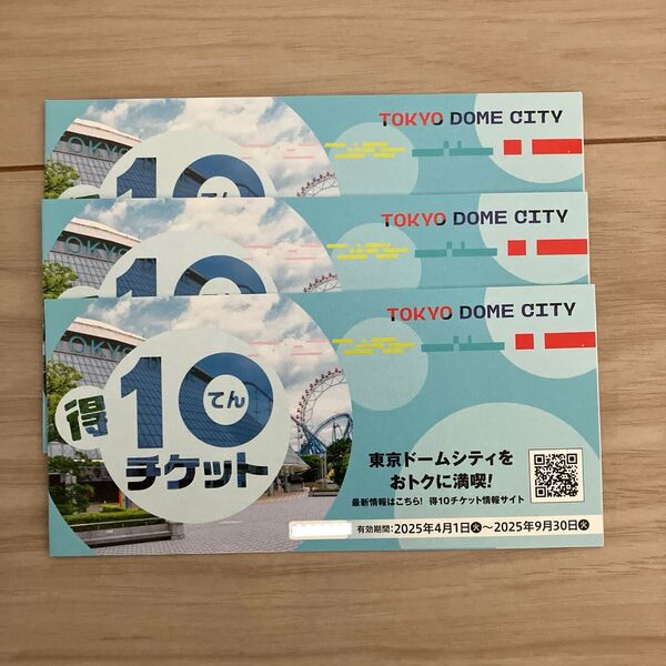 東京ドームシティ 得10チケット 3冊