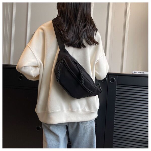 ボディバッグ ウエストポーチ ショルダーバッグ 黒 男女兼用 レディースメンズ ブラック 3way ボディバッグ【新品】