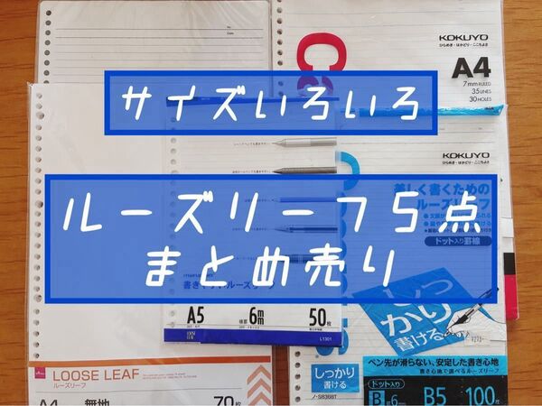 サイズ色々使いかけルーズリーフまとめ売り コクヨ KOKUYO マルマン DAISO A4 A5 B5 罫線無地