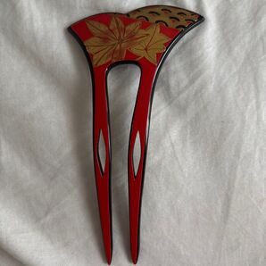 かんざし 蒔絵 紅葉 黒/赤/金