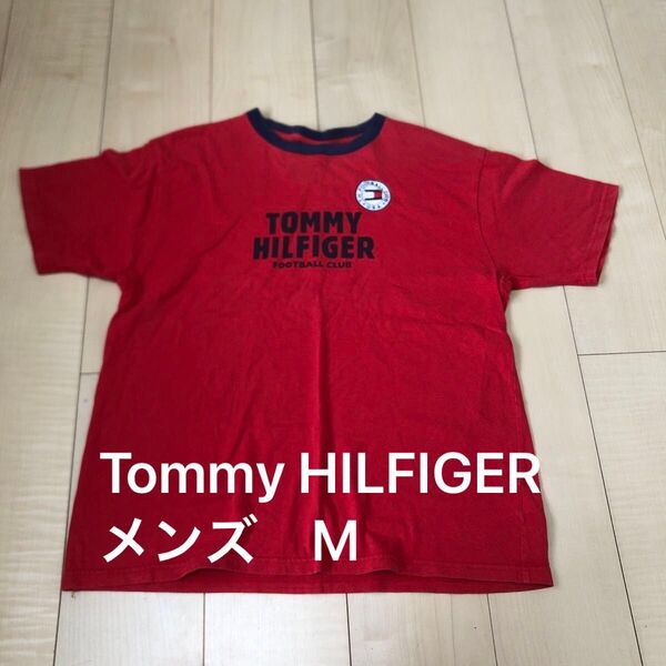 トミーヒルフィガー Tommy HILFIGER ロゴ Tシャツ メンズ M 半袖 赤 レッド