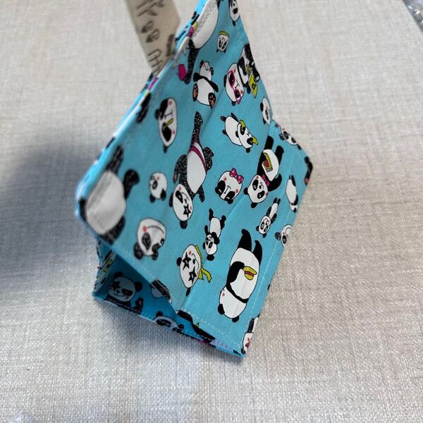 ハンドメイド セキセイインコ コザクラインコ 文鳥 夏用ハウス お家 パンダ柄 ブルー 鳥用品