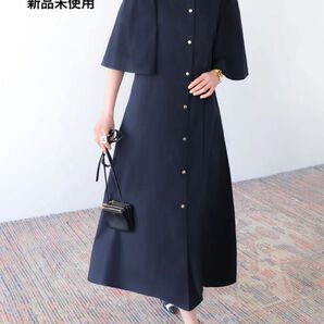 ELFRANK エルフランク フレアスリーブ ワンピース 羽織 前開き ポケット ネイビー navy 新品未使用