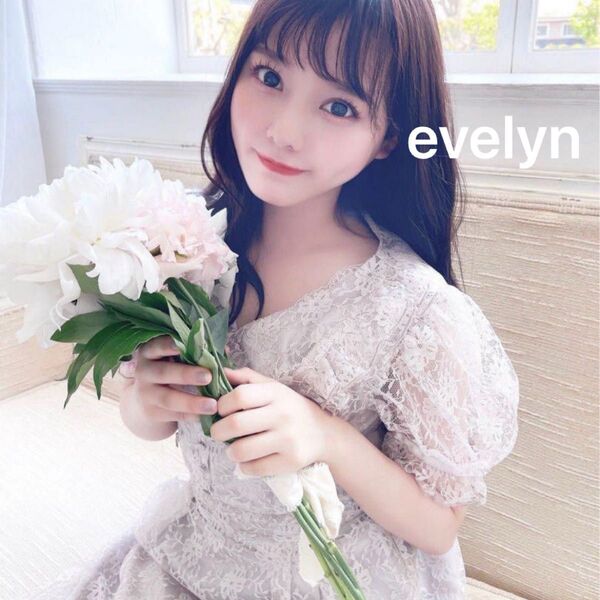 evelyn ワンピース リボン ウエスト レース 花柄