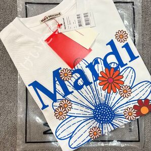 マルディメクルディ Mardi Mercredi 花柄Tシャツ ブルーxホワイト