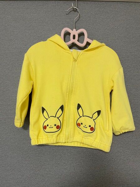 ピカチュウ モンポケ monpoke耳付きフード付きパーカー 95cm ポケモン ジップパーカー