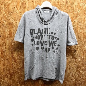 HARE ハレ Mサイズ メンズ パーカー Tシャツ生地 半袖 『BLANK HOW TO LOVE WE』 プリント ハート カットソー ヘザーグレー 杢灰色