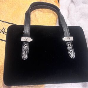 FENDI ハンドバッグ ベルベット ブラック ヴィンテージ