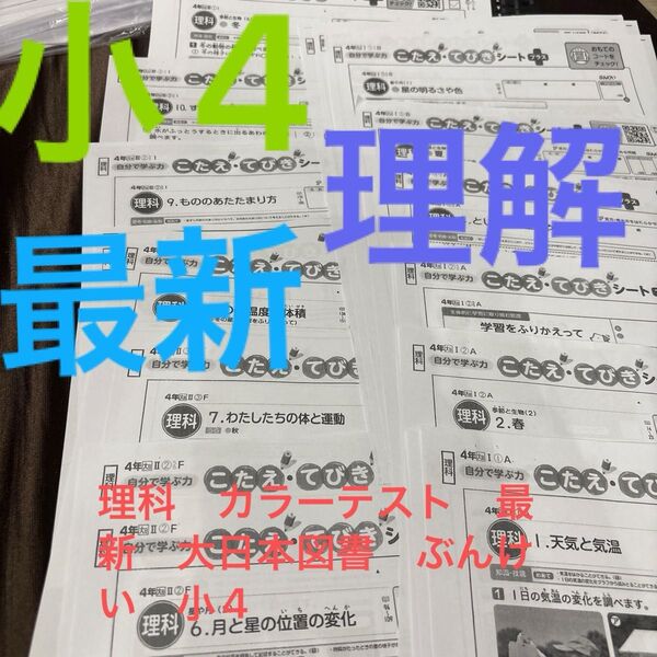 理科 カラーテスト 最新 大日本図書 ぶんけい 小4 テスト 24枚 複写解答
