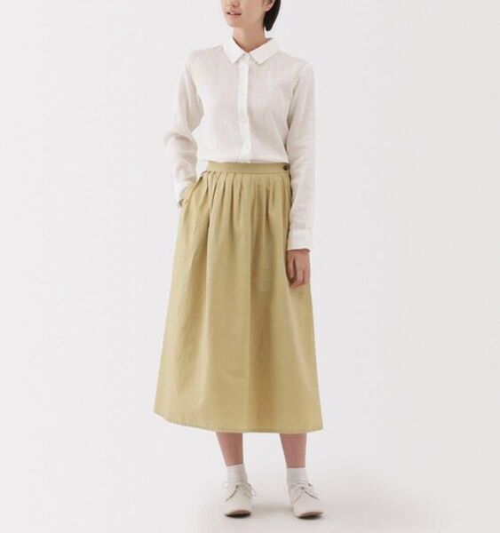新品無印良品 婦人 リネン 洗いざらしレギュラーカラー長袖シャツ 100%麻