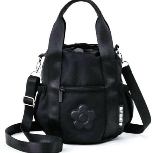 マリークワント maryquant 巾着 ナイロン バッグ ブラック ショルダー