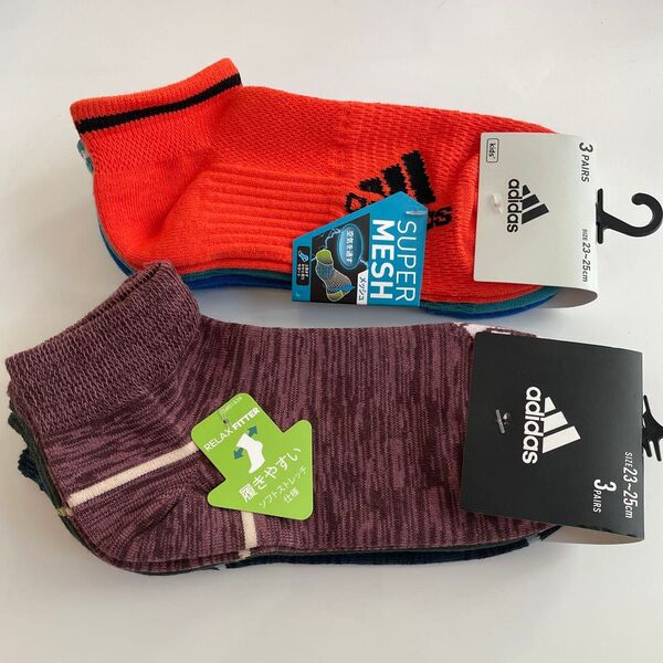 新品 adidas 靴下 サイズ 23-25㎝ アディダス kids 3足セット×2セット