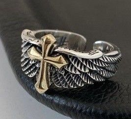 再入荷 SILVER925 シルバー 指輪 リング クロス アクセサリー オープンリング シルバーリング ゴールド フェザー 刻印