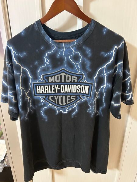 Harley davidson ハーレーダビッドソン Tシャツ ブラック サンダー ブルー