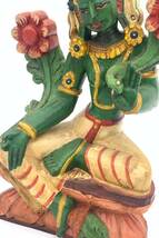 木製手彫りグリーンターラー（緑多羅菩薩）像◆チベット仏教-1A_画像5
