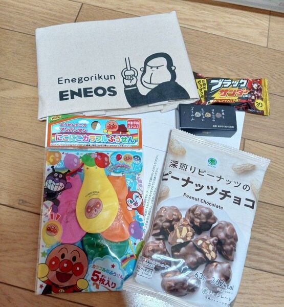 限定親子セットアンパンマン新品未使用にこにこカラフルふうせん 5枚入りENEOS コットンエコバッグ 非売品ファミマ
