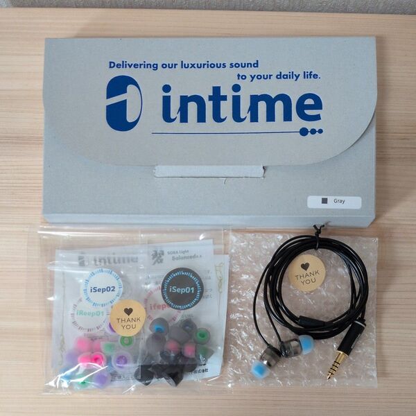 intime(アンティーム) イヤホン 有線 碧Light-Balanced バランス接続 ハイレゾ対応 4.4mmプラグ グレー