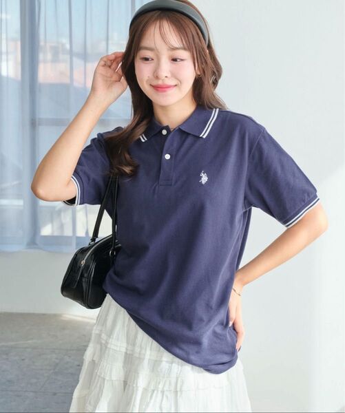 WEGO U.S. POLO ASSN.ラインポロシャツ ネイビー