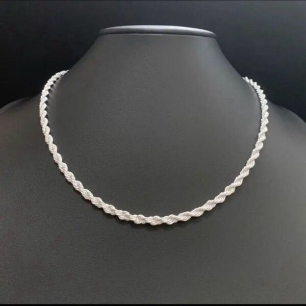 【早い者勝ち】シルバー925 ハワイアンジュエリー ツイストロープ チェーンネックレス 50cm silver