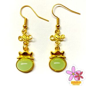 和風 赤 ハンドメイド レトロ 正月 着物 アンティーク チャイナ 中華 ピアス 上品 浴衣 一点もの 幾何学 結び 日本 成人式