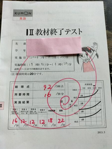 公文 英語IⅡ 教材終了テスト KUMON