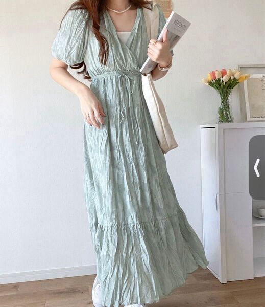 mily bilet シアージャガード花柄クリンクルワンピース