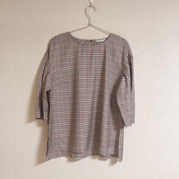 美品 未使用 ゴールデンベア Golden Bear 長袖 トップス チュニック カットソー Tシャツ チェック L ブラウス