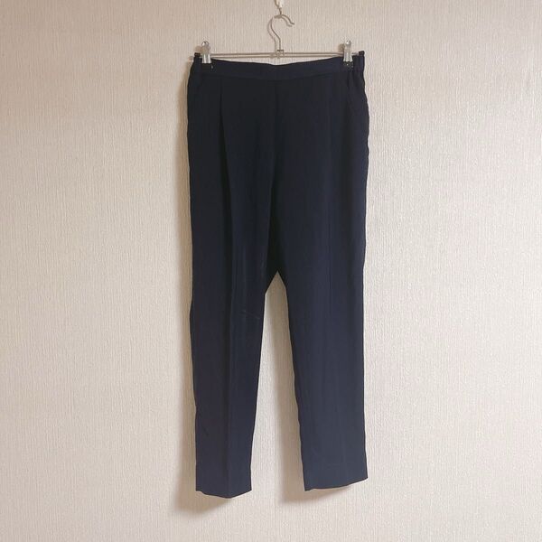 美品 ロペピクニック ワイドパンツ ストライプ ネイビー パンツ テーパードパンツ オフィスカジュアル レディース M 36