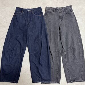 パンツ gu バレルレッグジーンズ 2本セット まとめ売り ブルー ダークグレー M
