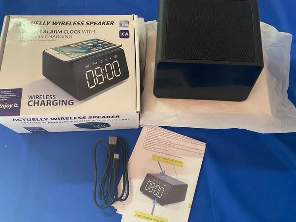 動作確認済み スマホ充電 ワイヤレス充電機能付き スピーカーアラームクロック(目覚まし時計)Bluetooth対応