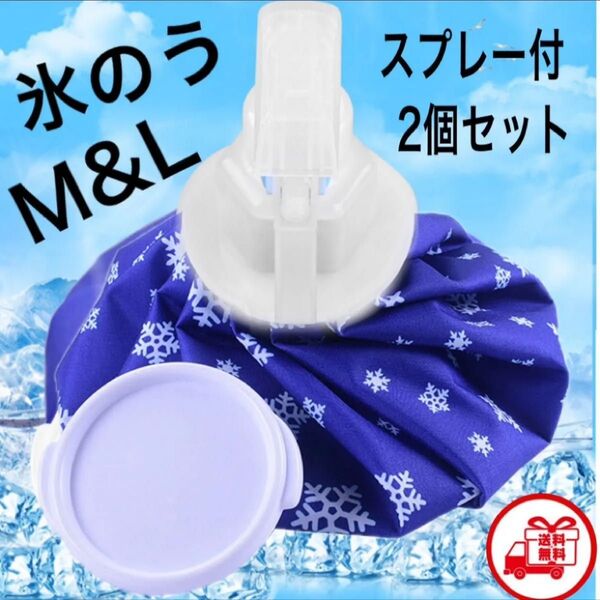 氷のう 氷 熱中症 対策 夏 スポーツ アウトドア アイシングバック 部活 ML スプレー付 温冷 清潔 洗える クールダウン 青