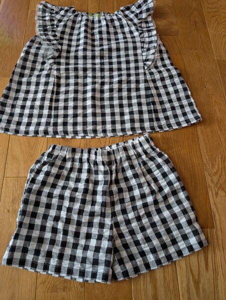 女の子 120 ギンガムチェック セットアップ 夏服 ノースリーブ