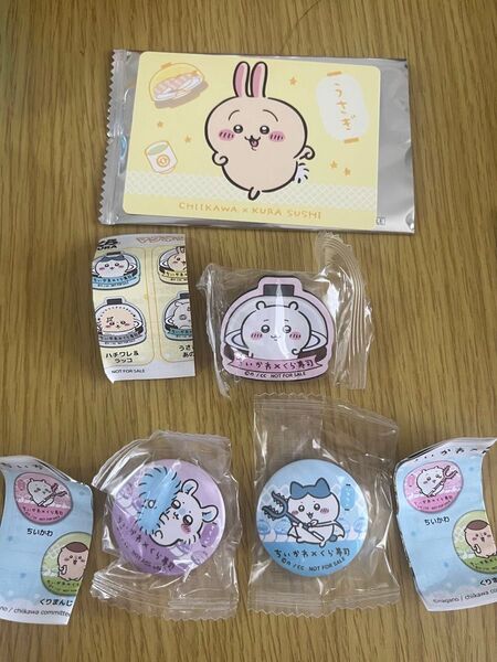 ちいかわくら寿司 ハチワレモモンガ缶バッジ ちいかわマグネットート うさぎカード