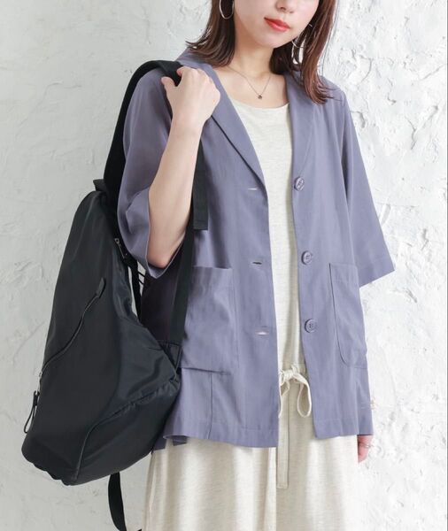 オシャレウォーカー シアジャケット グレーッシュブルー M〜L