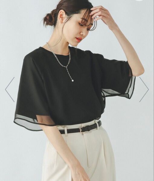 GLOBAL WORK シフォンドッキング7分袖