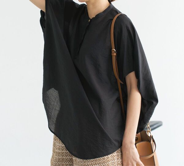 イエナ ニュアンスドルマンブラウス 24SS 黒 IENA リネン混