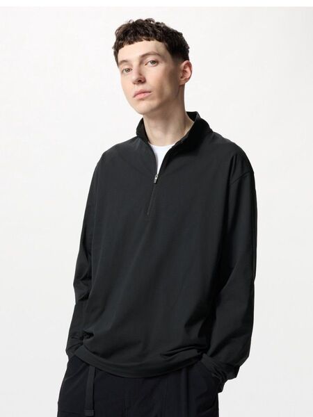 ユニクロ ドライEX UVカットハーフジップTシャツ Lサイズ 黒 タグ付き未使用品