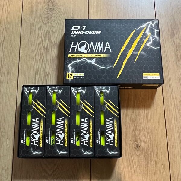 HONMA ホンマ 本間 D1 2ダース 2023年モデル イエロー ゴルフボール SPEEDMONSTER スピードモンスター