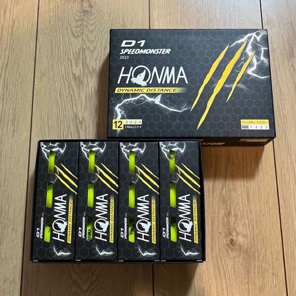 HONMA ホンマ 本間 D1 2ダース 2023年モデル イエロー ゴルフボール SPEEDMONSTER スピードモンスター