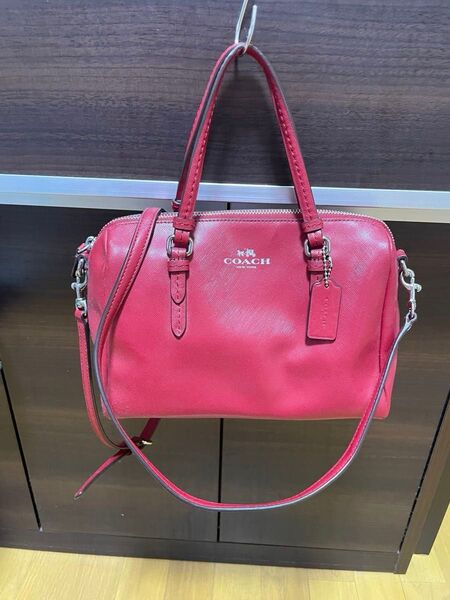 コーチ バッグ 2way COACH ハンドバッグ レザー ショルダーバッグ レッド