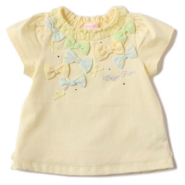 mezzo piano リボンたっぷりフリルTシャツ 140
