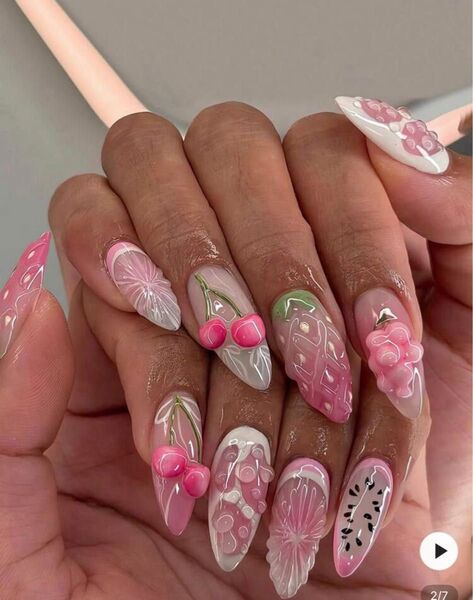 ★ネイルチップおまとめ割引あり★ネイルチップ 10セット ピンク系 フルーツ