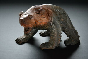 古い木彫り 熊 真峰作 在銘 検索用語→C昭和レトロ北海道アイヌ置物
